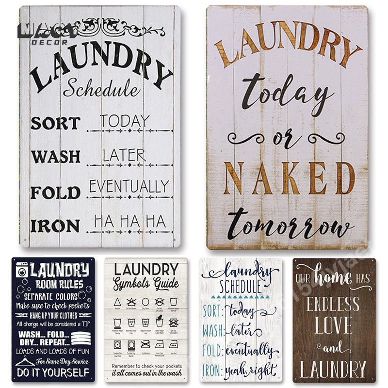 Home Bathroom Furniture - Slogan Metal Tin Sign Laundry Room