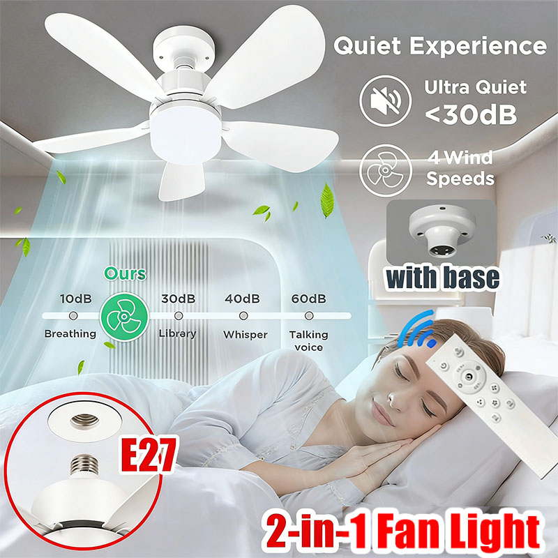 Home Bathroom Fan - E27 Screw Ceiling Fan Light with