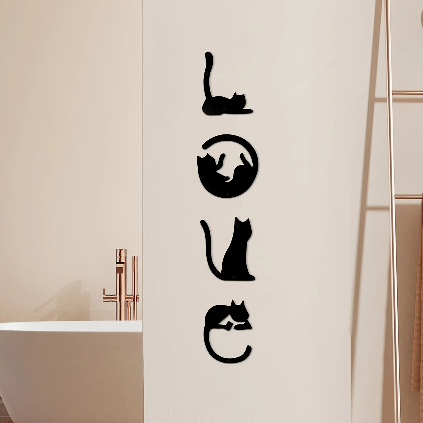Home Goods Bathroom - HelloYoung 4pcs/set Cute Cat Metal Wall