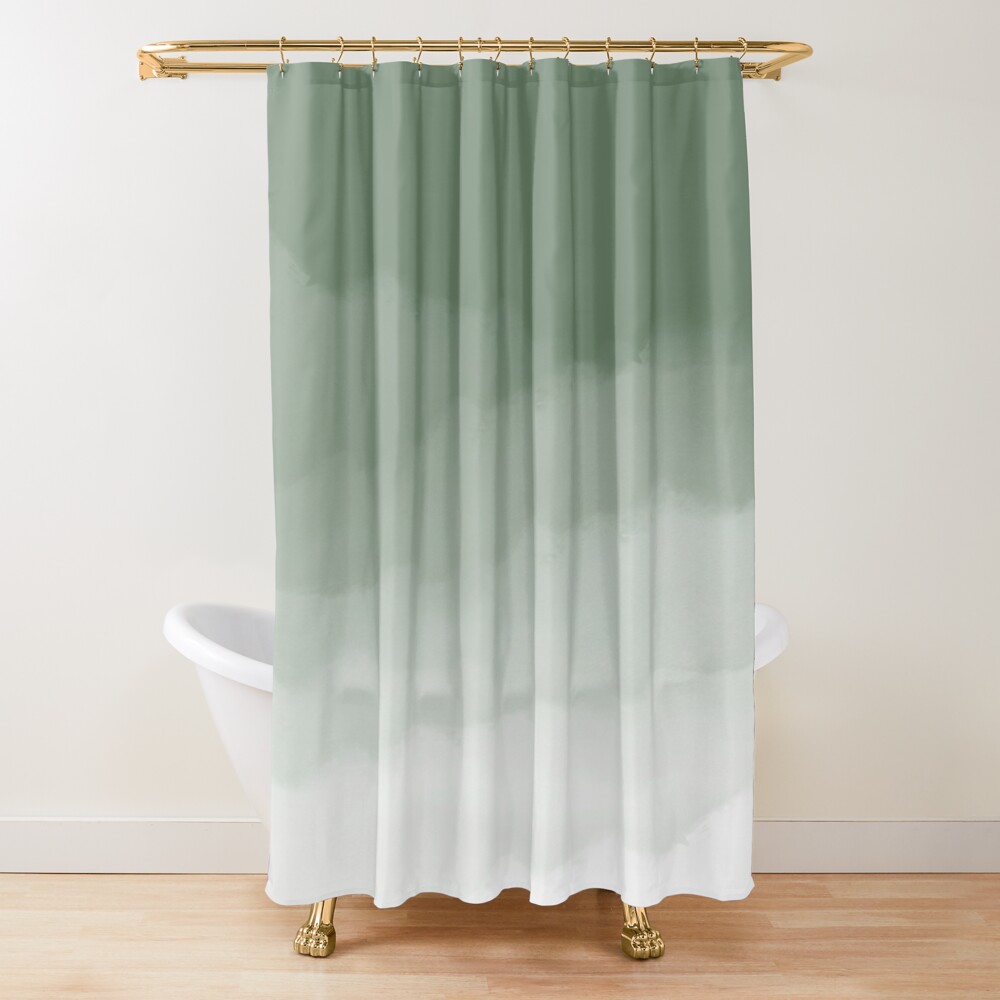 Shower Curtain Liner - Sage Green Watercolor Ombre Shower Curtain
