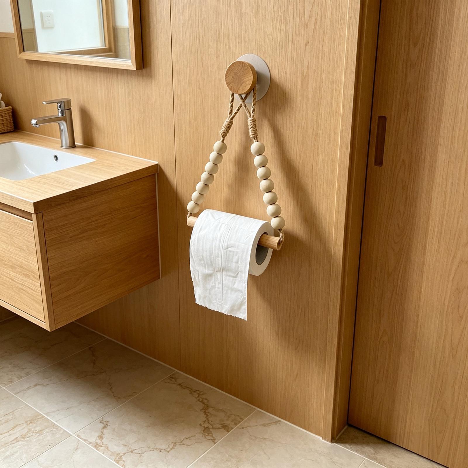 Toilet Paper Holder Wood Bead  - Home Bathroom Paper Towels review and price