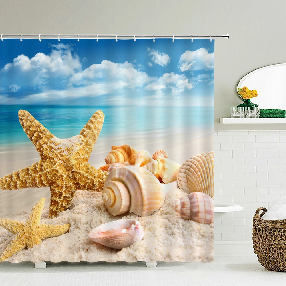 Seascape Beach Shower Curtains - Shower Curtain Liner review and price