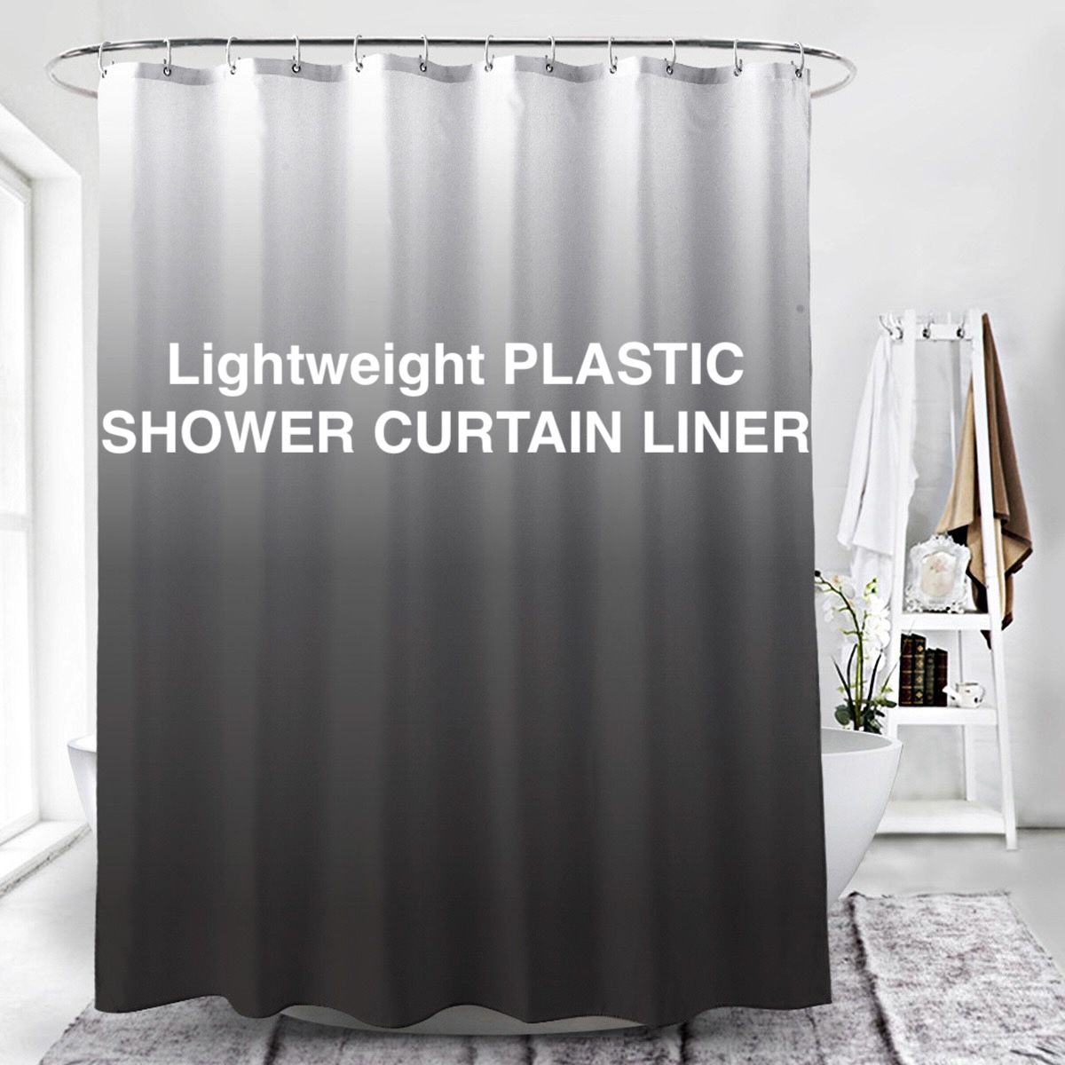 1Pc Gray Gradient Shower Curta - Shower Curtain Liner review and price